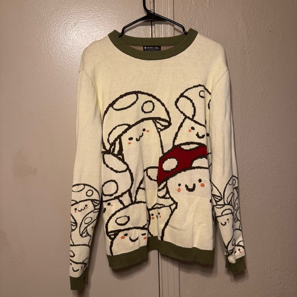 Knitted Mushroom Women’s L Sweater Fairycore Cottagecore Forestcore